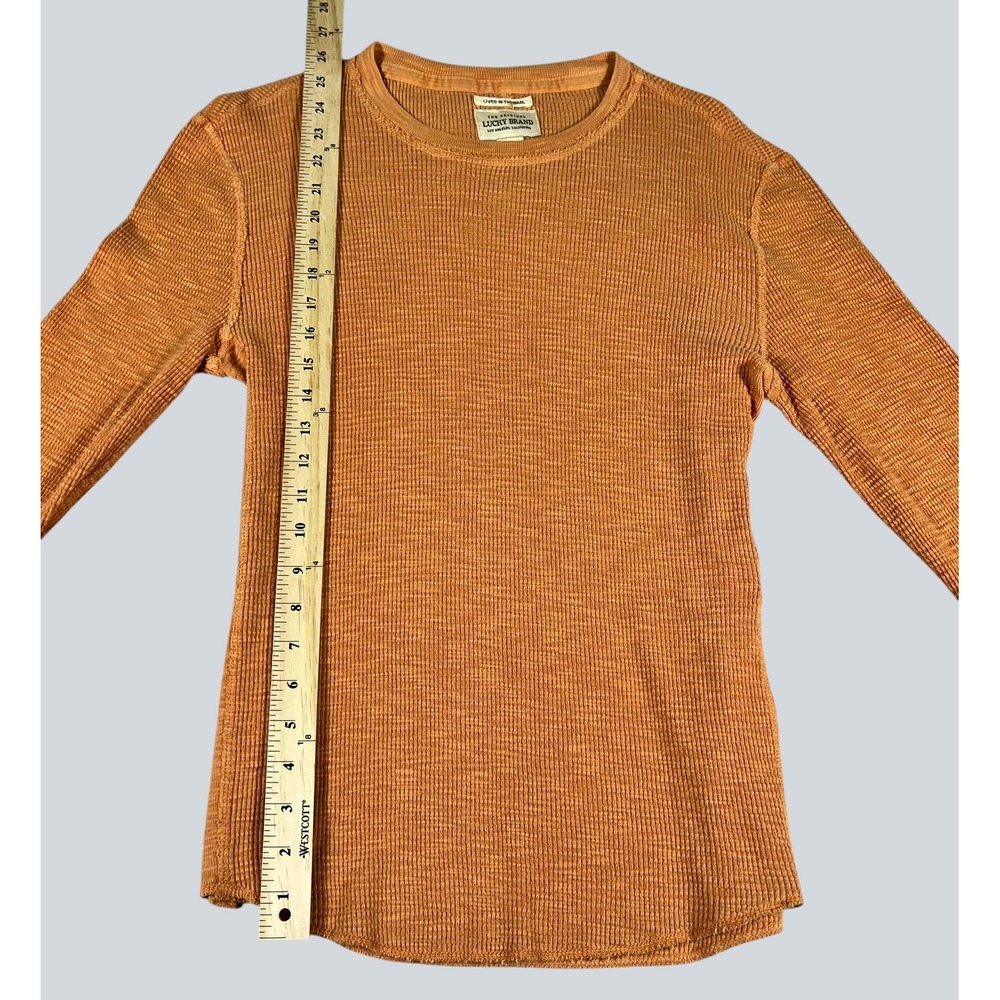 Lucky Brand Mens Lived In Thermal Waffle Knit Shirt Burnt Orange Size Small - Picture 6 of 14
